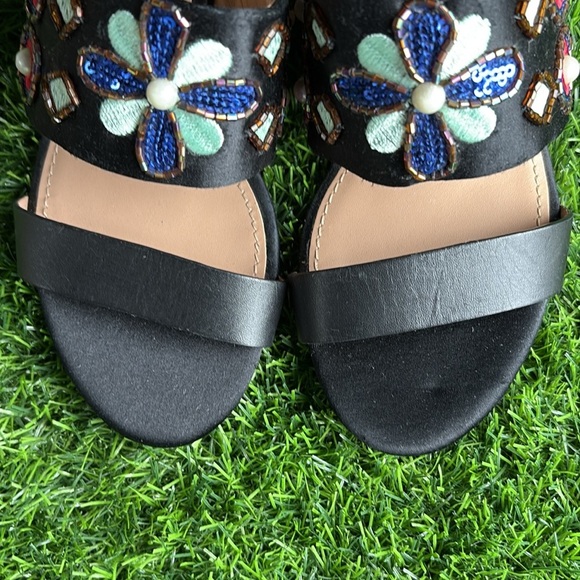 TORY BURCH Estella Wedge Black Beaded Strappy Sandals size 5.5 - Picture 10 of 10